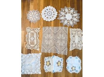 Grouping Of Vintage Table Linens And Doilies - 9 Pieces