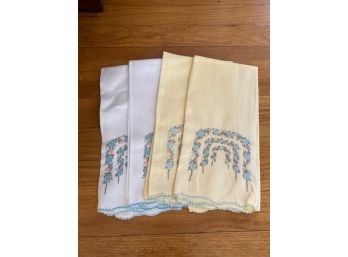 Set Of Four Vintage Floral Tea Towels