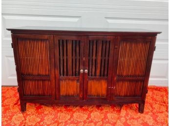 Pier One By Folding Door Credenza With Rattan Detail.