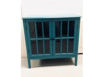 Contemporary Mission Style Teal Two Door Cabinet.