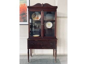 Antique Solid Wood Breakfront Hutch
