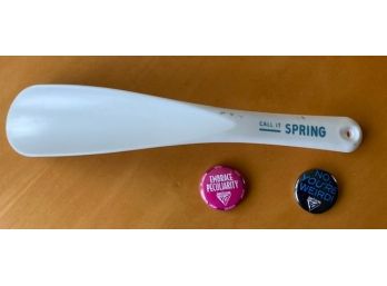 Call It Spring Shoe Horn And Two Collectible Fluerog Button Pins