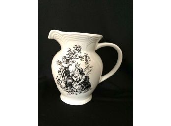 New England Tall Black And White Pitcher