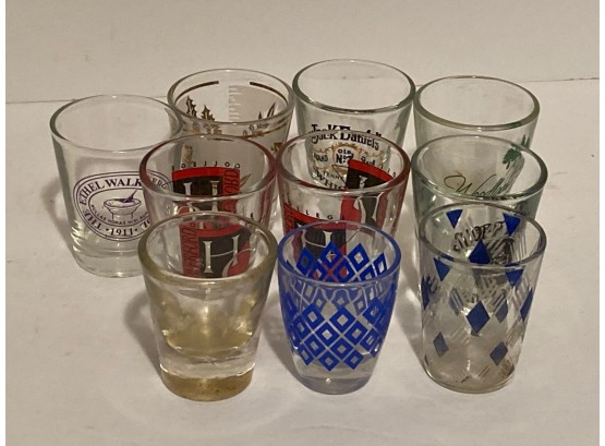 Assorted Lot Of Ten (10) Short Shot Glasses