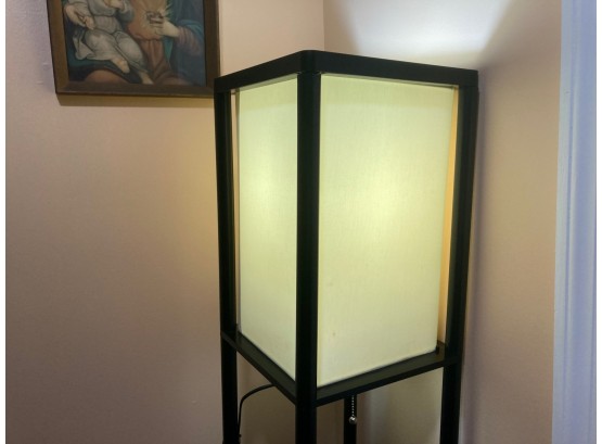 Modern Black Cubic Floor Lamp With Shelving