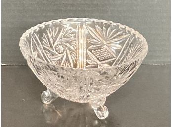 Vintage Clear Etched Glass Sawtooth Rim Footed Bowl (7 Inches In Diameter)