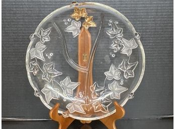 Large Clear Glass Etched Floral Three Section Serving Dish (12 Inches In Diameter)