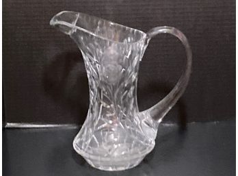Vintage Elegant Floral Etched Glass Pitcher (10 1/2 Inches In Height) Heavy Piece
