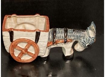 Vintage Occupied Japan Donkey And Pull Wagon Planter