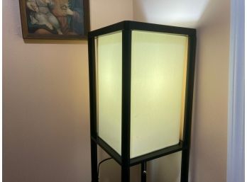 Modern Black Cubic Floor Lamp With Shelving