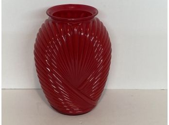 Large Vintage Ruby Red Swirl Vase