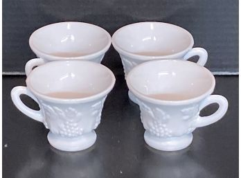 Set Of Four (4) Vintage Milk Glass Cups Only