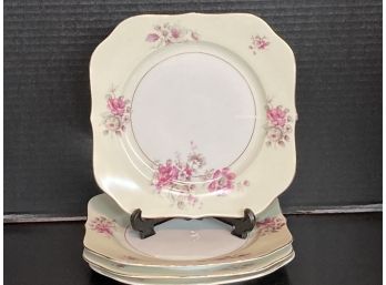 Vintage Set Of Four (4) Thomas Bavaria  Floral Square Plates