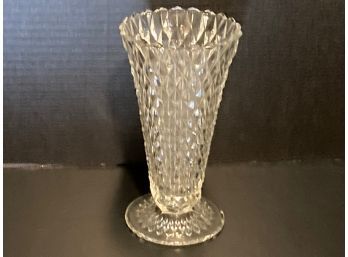 Vintage Clear English Hobnail Fluted Footed Vase