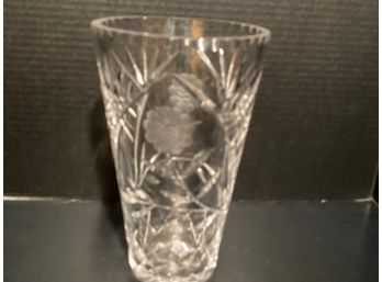 Vintage Elegant Etched Glass Vase (9 Inches Tall)