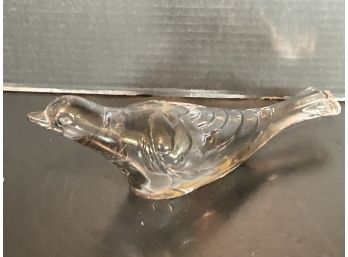 Vintage Clear Glass Bird  Figurine Paperweight Base  6 Inches In Length