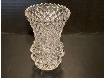 Vintage Clear Crystal (?) Fluted Vase Smooth Rim