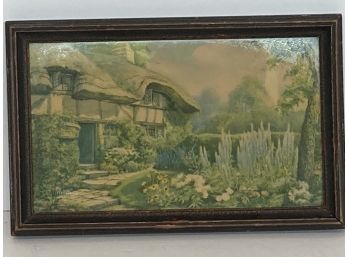 Vintage Signed Country Cottage Art Print (1940's)