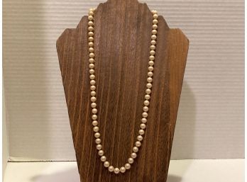 Vintage Unsigned Simulated Champagne Pearl Necklace