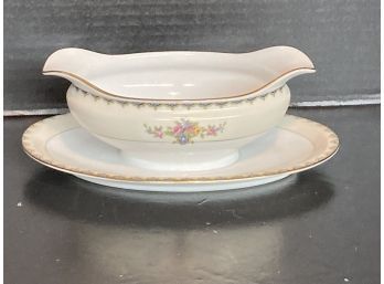 Vintage Noritake Romeo Gravy Boat With Attached Underplate (7 3/4 Inches In Length)