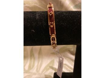 Authentic Coach Gold Tone And Wine Colored Pegged Bangle Bracelet (NWTS)