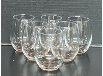 Vintage Set Of Six (6) Clear Lowball Glasses