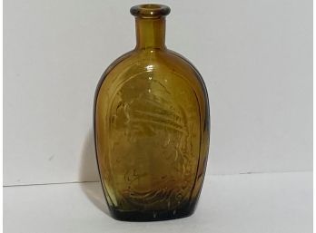 Vintage Amber Lady Liberty/Bald Eagle Glass Flask