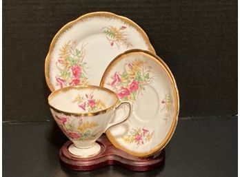 Vintage Clare Footed Cup, Saucer, And Bread Plate