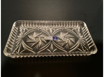 Vintage West Germany Lead Crystal Rectangular Serving Dish 7 Inches In Length