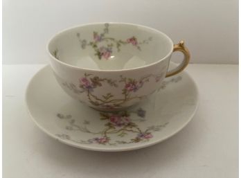 Antique Ch. Field Haviland GDA French Limoges Floral Cup And Saucer