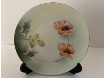 Vintage RS Germany Green Pastel Floral Small Cabinet Plate (Loss Of Gold Trim On Rim)