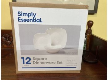 Simply Essential White Square 12 Piece Dinnerware Set (New In Box)