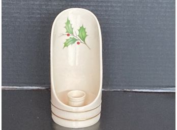 Vintage Lenox Holiday Holly & Berry Candle Holder  7.5 Inches Tall
