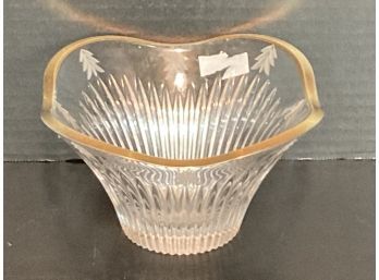 Vintage Mikasa Clear Ribbed Gold Rim Flared Round Bowl (5  Inches In Diameter)