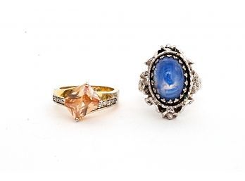 Two Gold Plated Rings Size 7-8