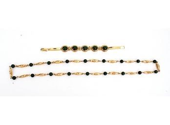 Goldtone & Stone Necklace & Bracelet