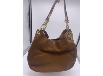 Beautiful Tan Pebble Leather Handbag - Like New!