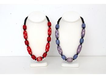 Two Interesting Wood Bead Necklaces