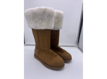 Pair Juicy Couture Fur Lined Tan Boots