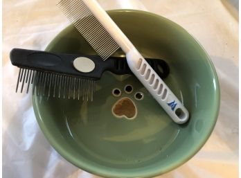 Two Combs And A Bowl For Your Fur Baby