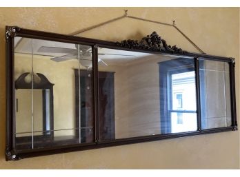 Three Panel Etched Glass Mantle Buffet Mirror With Nice Details 48x18