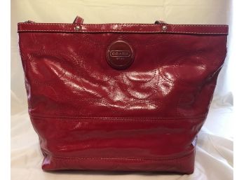 Coach Red Patent Leather Handbag See Photos