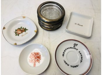 Small Restaurant Dishes And Silverplate Coasters