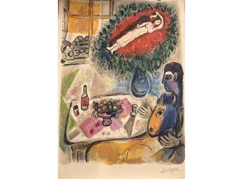 Large Marc Chagall Lithograph - The Wedding Boquet - By Chromist Marc Kniebihler - Limited Edition