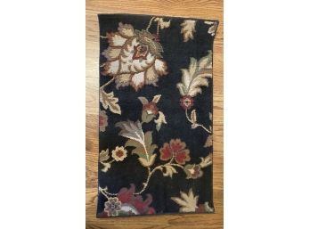 Pretty Black Floral Throw Rug Approximately 3x2