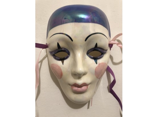 New Orleans Ceramic Jester Mask Signed And Dated  1987 5x6.5x2.5