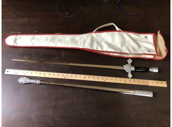 Sword Knights Of Columbus With Sheath And Travel Case 34x4.5 Clean
