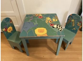Safari Table For Kids With Two Matching Chairs
