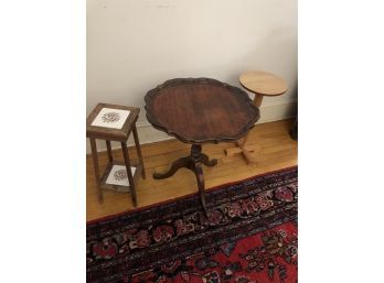 Tilt Top Pie Crust Table 23x25.5 And Two Small Tables