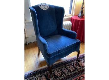 Halperins Furniture Blue Felt Wingback Chair
